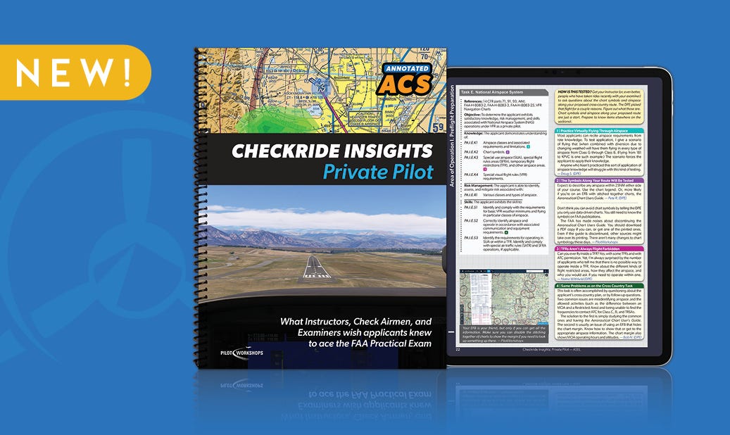 Image of the checkride spiral manual as well as the mobile version 