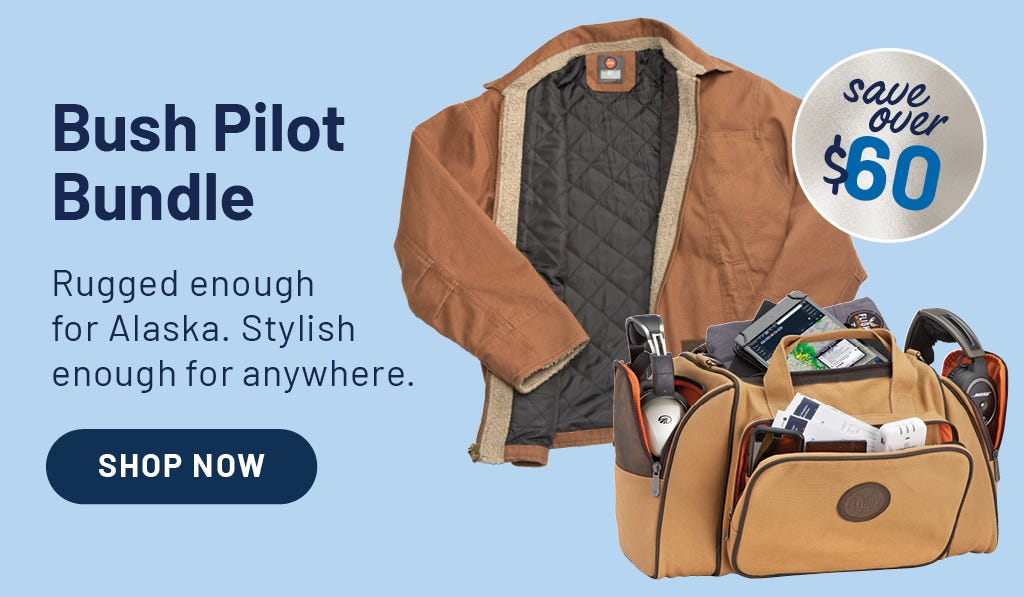 Flight Outfitters Bush PIlot duffle and Bush Pilot Jacket Bundle - Save over $60 brown bush jacket and brown duffle - shop now