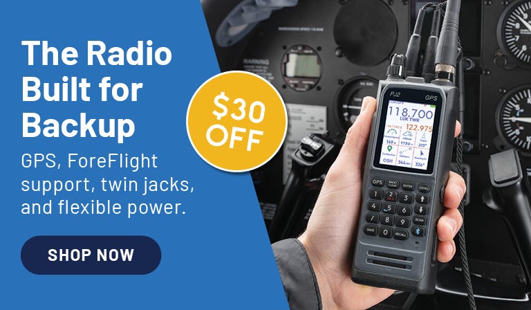 the radio built for backup gps foreflight support twin jacks and flexible power. $30 off.
