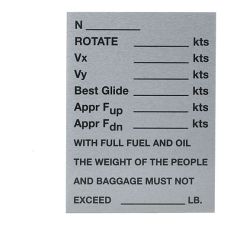 V-Speeds Placard (2 1/4 in. x 3 7/8 in.)