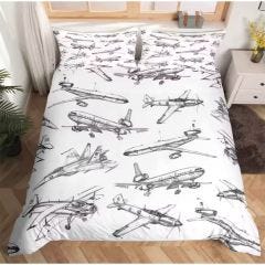 Airplane Sketches Bedding Set 