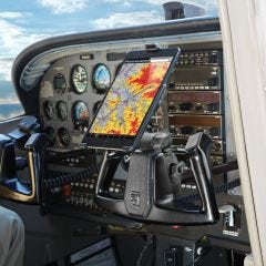 yoke mount holding iPad in the cockpit 