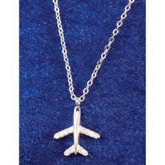 Sterling Silver Airplane Necklace 