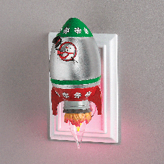 Rocket Snowman Night Light with Flicker Bulb 