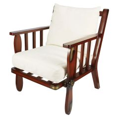 Propeller Mahogany Arm Lounge Chair with Cushions