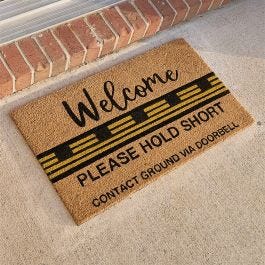 Welcome and Hold Short Doormat