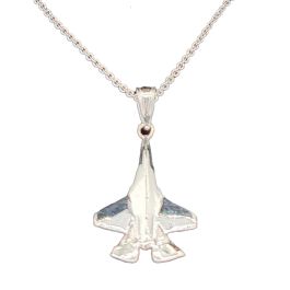 Sterling Silver Fighter Jet Necklace w/ 18” Chain