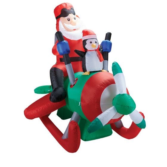 8' Inflatable Aviator Santa Christmas Display