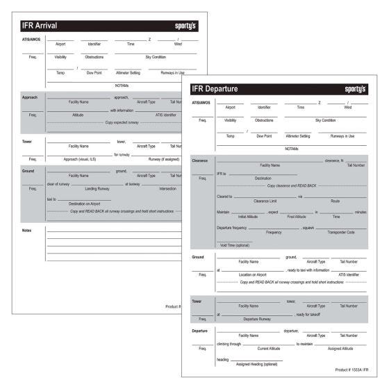 IFR Arrival/Departure card
