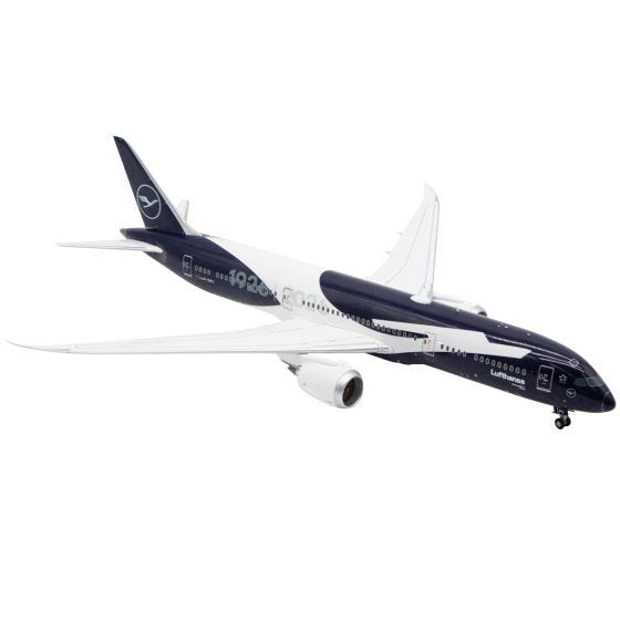  Lufthansa 100th Anniversary Boeing 787-9 Die-Cast Model on white