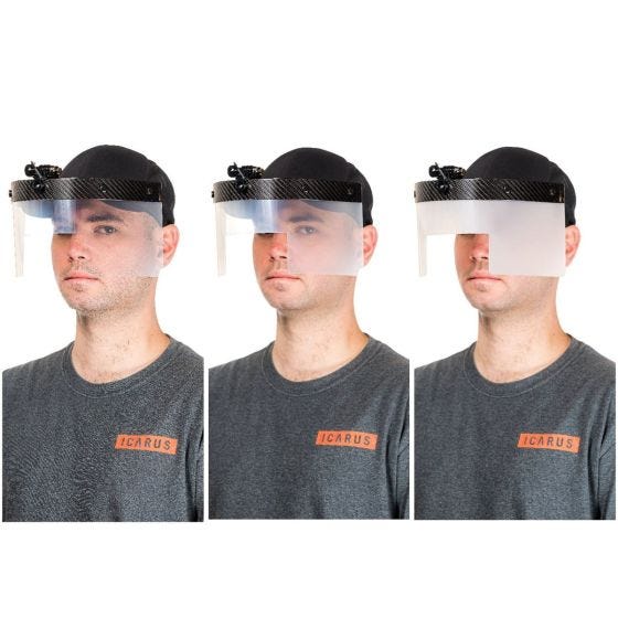 Icarus Smart View Limiting Device man wearing it Icarus Smart View Limiting Device man wearing it