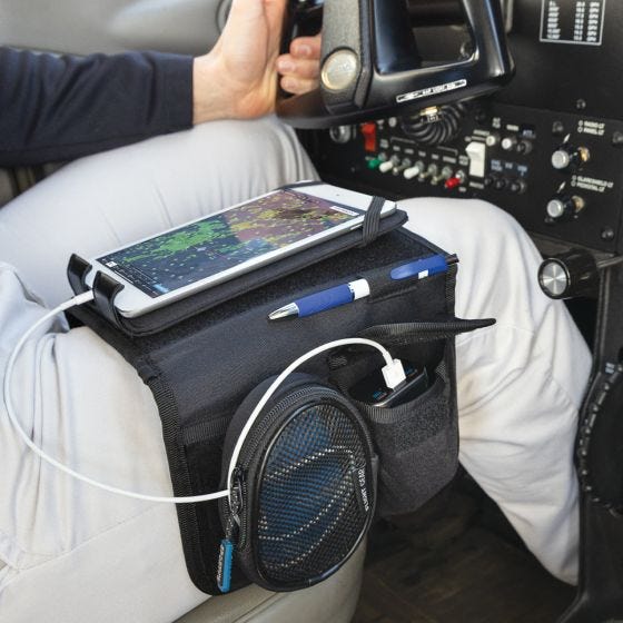 Flight Gear iPad Organizer Kneeboard on knee in cockpit