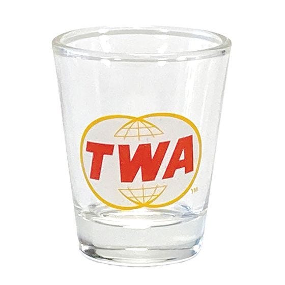 TWA Shot Glass on white TWA Shot Glass on white