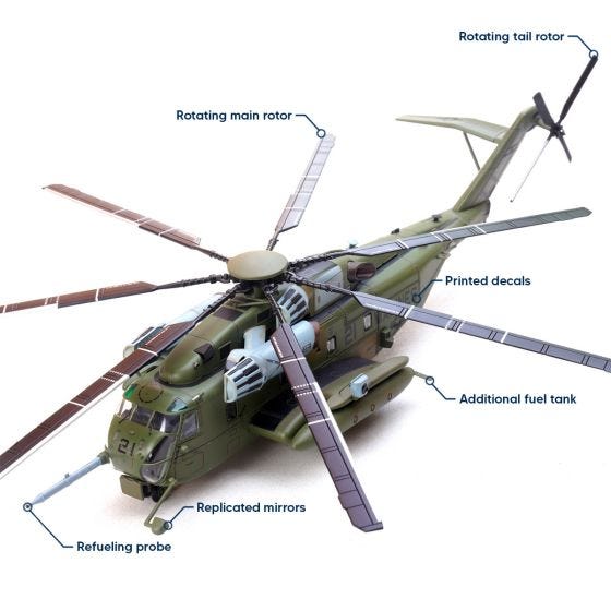 CH-53E SUPER STALLION 1:144 ダイキャストモデル 1/144 CH-53E Super Stallion Heavy Transport Helicopter Model