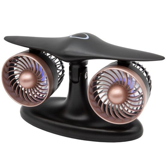 front view multi-engine desk fan on white front view multi-engine desk fan on white