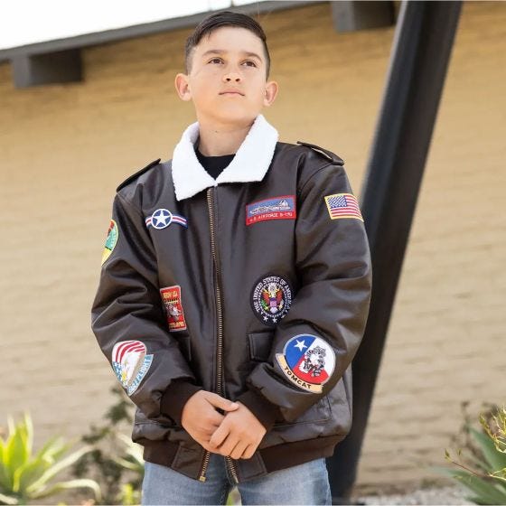 Model wearing A-2 Bomber Flight Jacket