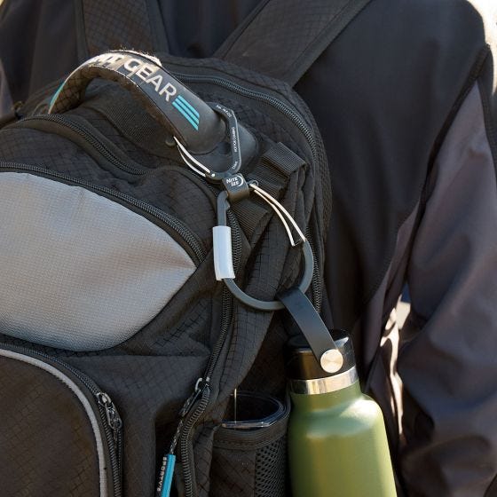 Carabiner on backpack