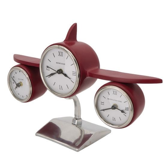 Deluxe Aeroplane Tri-Zone Desk Clock