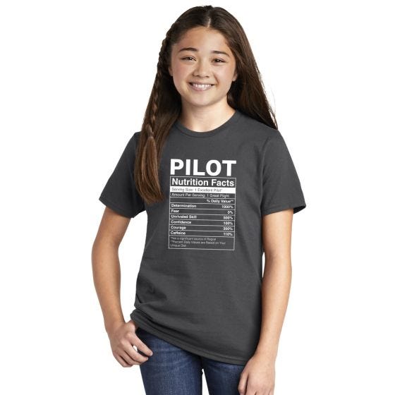 Youth Pilot Nutrition Facts T-Shirt