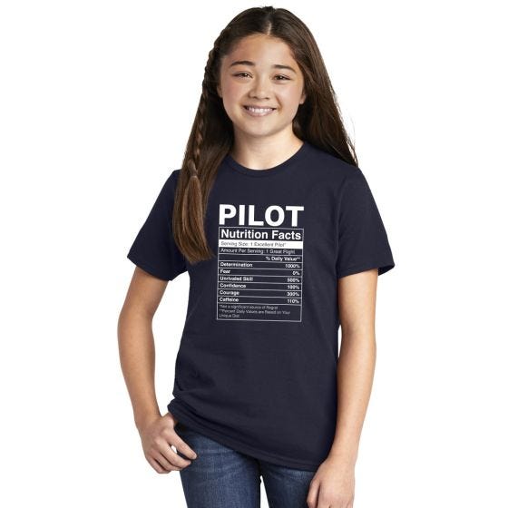 Youth Pilot Nutrition Facts T-Shirt