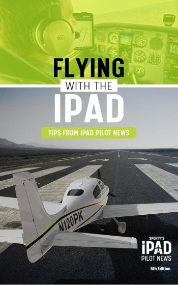 Flying with the iPad cover with Cirrus on runway and pilot flying and wearing aviation headset