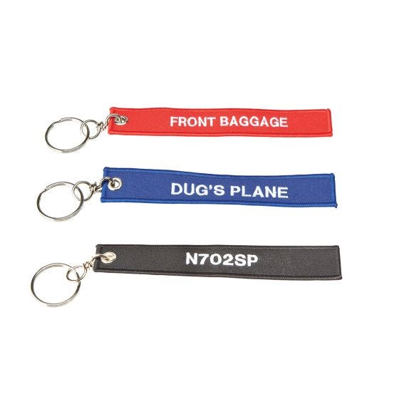 Custom Airlines Crew Embroidery Cloth Fabric Key Tag Keychain with