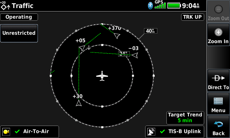 Garmin aera 760 traffic screen