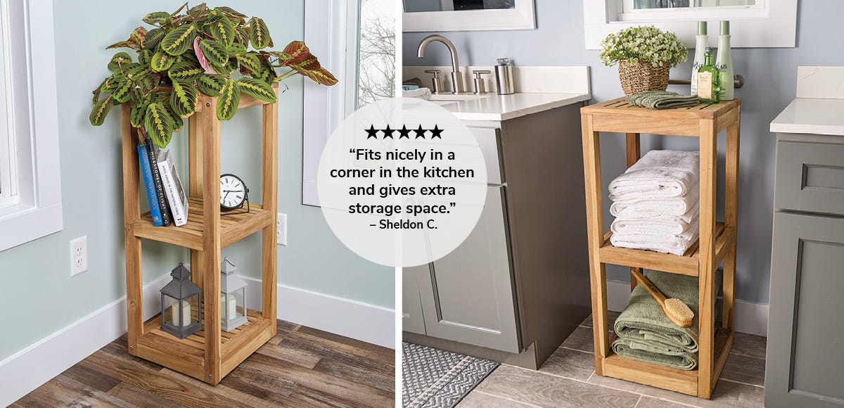Deluxe Three-Tier Teak Shower Shelf