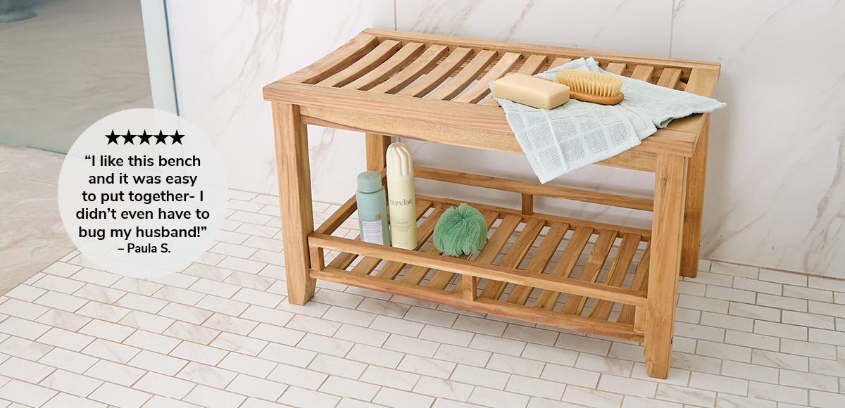 Deluxe Three-Tier Teak Shower Shelf