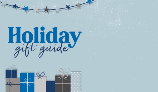 holiday gift guide graphic with gift boxes