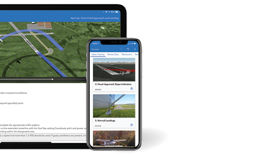 Sporty's Takeoffs and Landings Course displayed on multiple devices