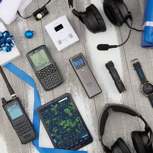 assortment of top products sold by Sporty's Pilot Shop