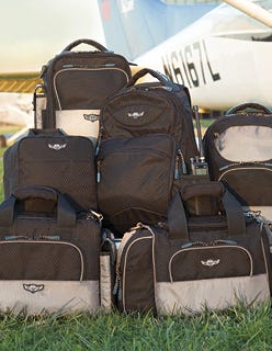 collection of flight gear bags