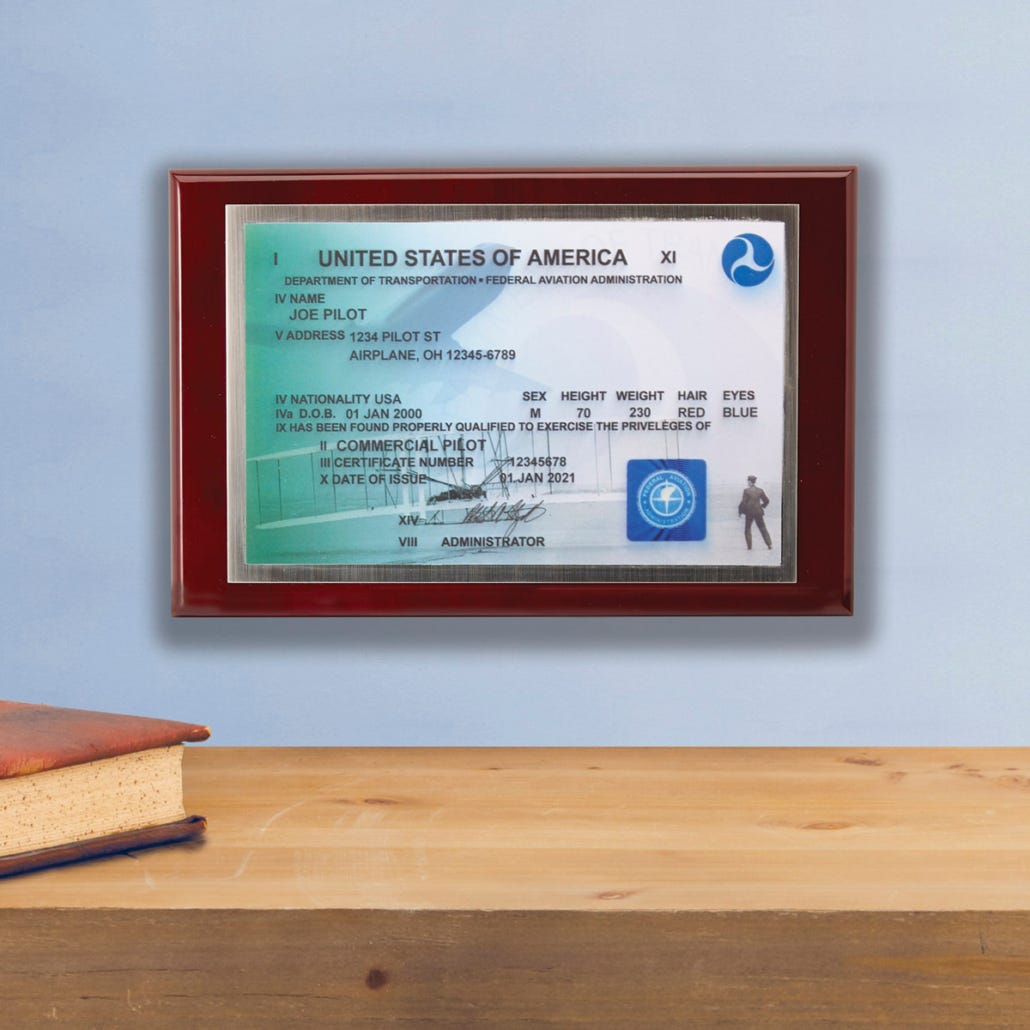 Pilot license plaque