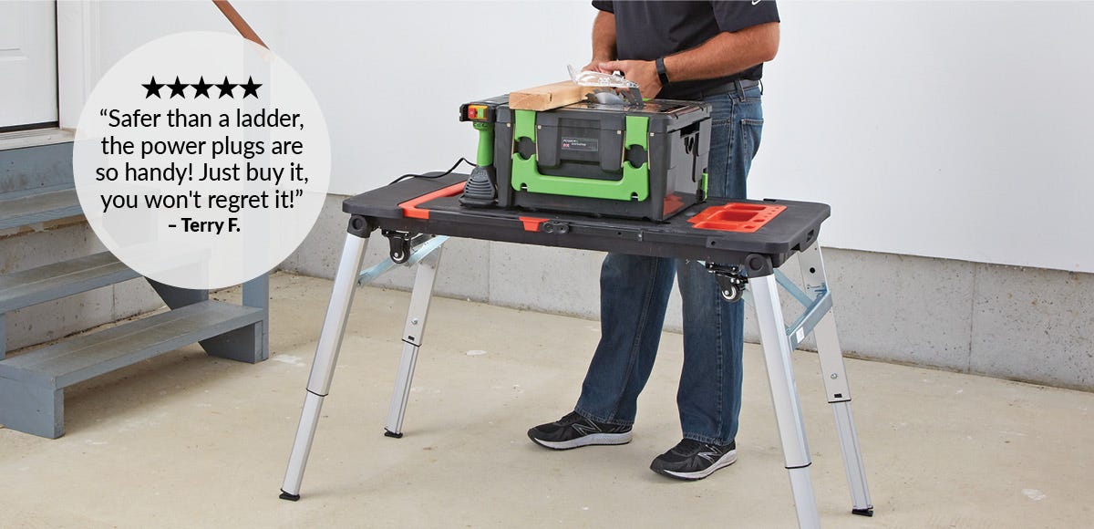 7-in-1 Workbench exploded view showing features and components