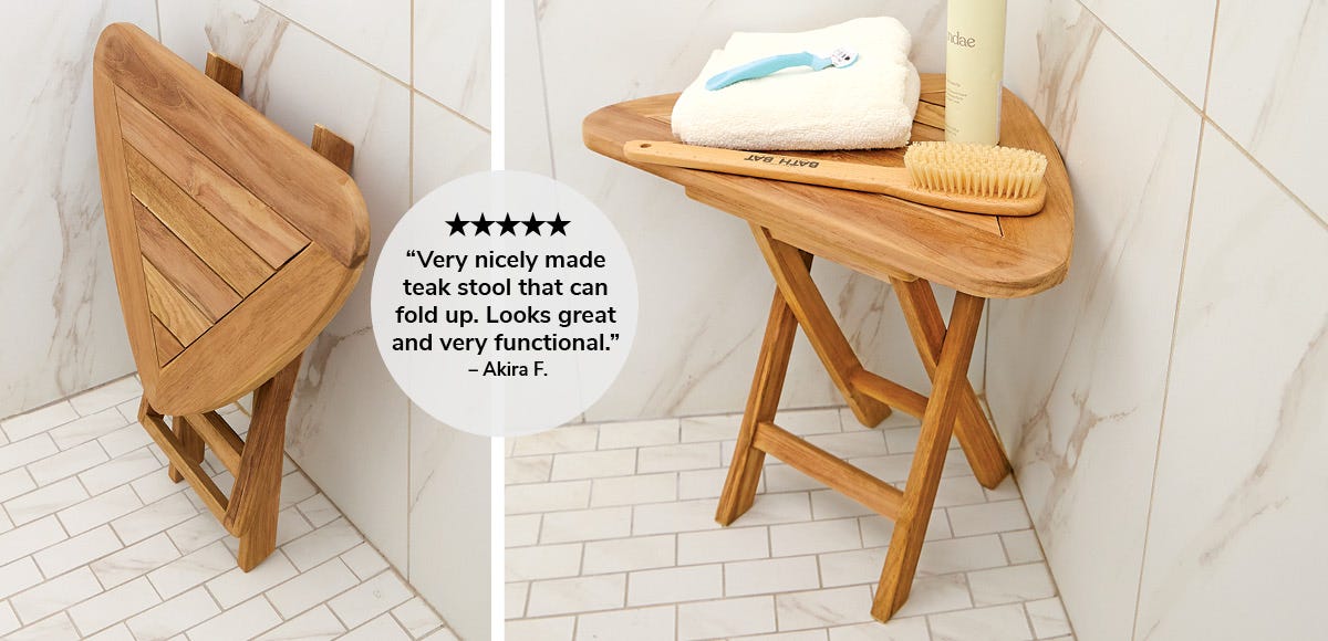 Teak Corner Shower Stool