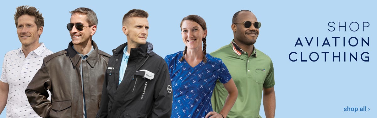 five people wearing various aviation clothing