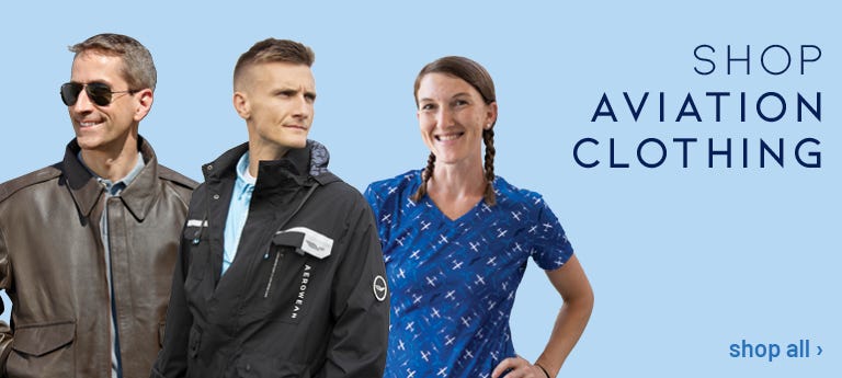 three people wearing various aviation clothing