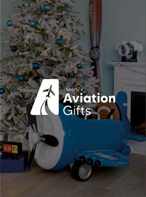 Aviation Gifts with multiple items sold by store displayed with logo on top