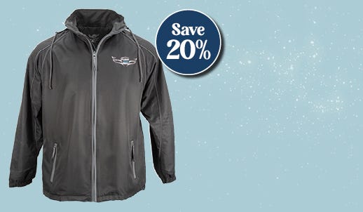 Flight Gear Lightweight Jacket displayed with wintry background
