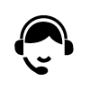 Person wearing headset with microphone icon