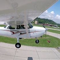 Plane lifting off runway