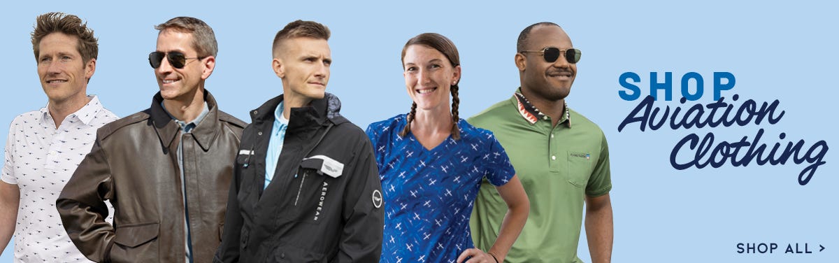 five people wearing various aviation clothing