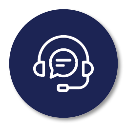 headset and chat bubble icon on blue background