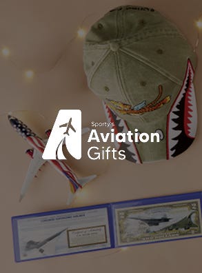 Aviation Gifts with multiple items sold by store displayed with logo on top