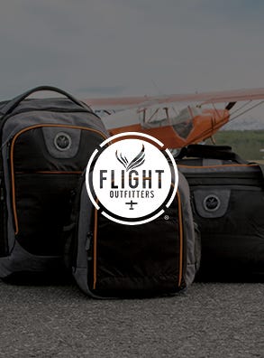Flight Outfitters bags displayed with logo on top