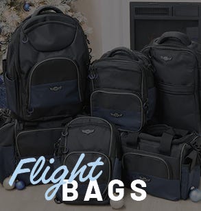 Flight Bags with collection of Flight Gear bags displayed