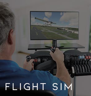 Flight Sim with multiple devices used for flight simulation displayed