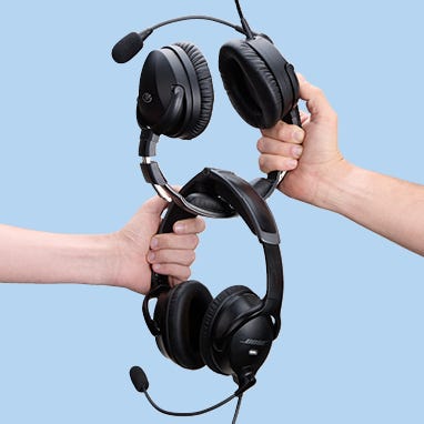multiple headsets displayed in gift boxes