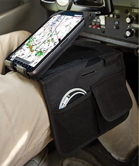 iPad device sitting in a kneepad